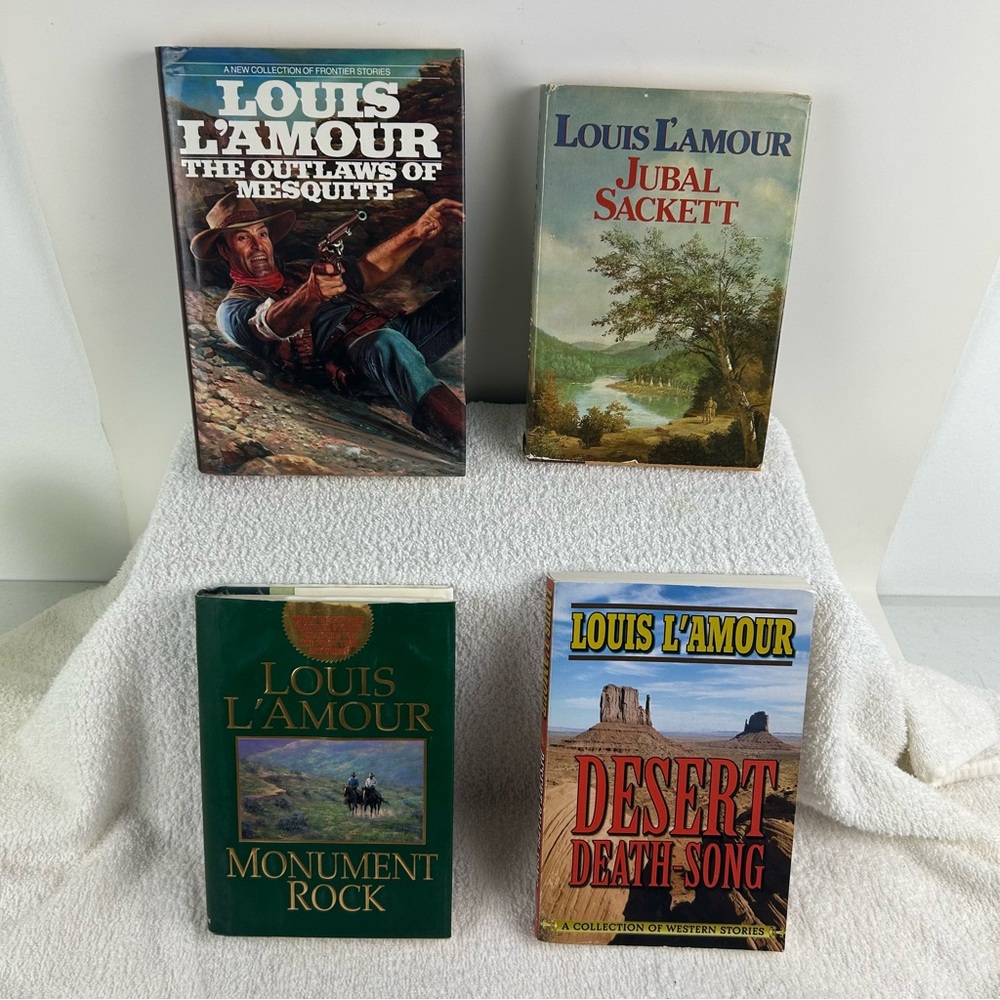 4 - L'Amour Western Books - 3 hardcovered, 1 soft covered, 3 are short stories